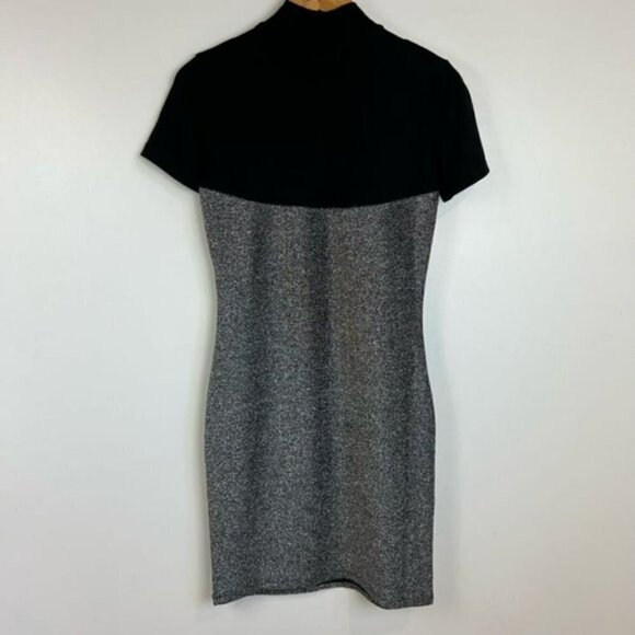 NWT Noisy May Finity Short Dress Metallic Silver & Black Fitted Short Sleeves S - Picture 12 of 14
